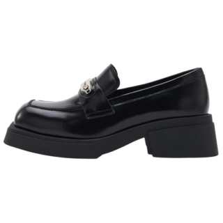 CINDY C ERIC Leather Loafers 5CM Women's Black