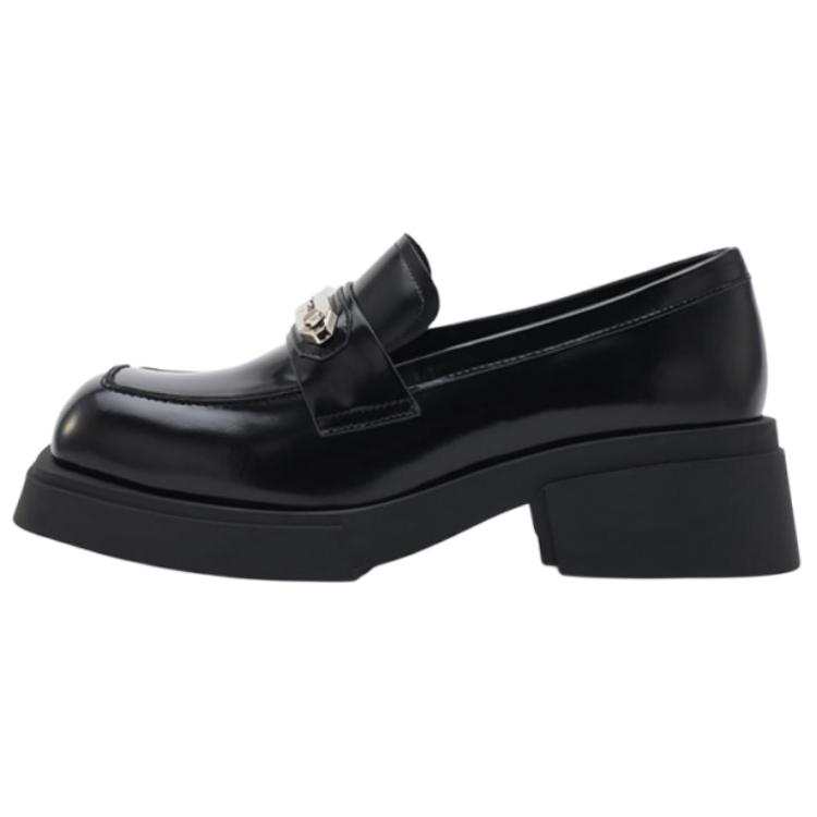 CINDY C ERIC Leather Loafers 5CM Women's Black