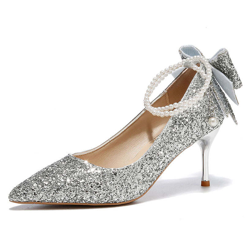 Medd Medd Slim Heel High Heels Women's Silver