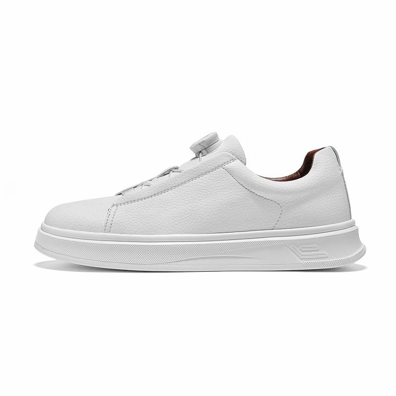 CARTELO Rotating Buckle Slip on Commute Casual White Shoes Microfiber Leather Lightweight Breathable