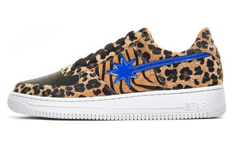 Starwalk Soldier Low top Skateboard Shoes Unisex Blue Star Leopard Print