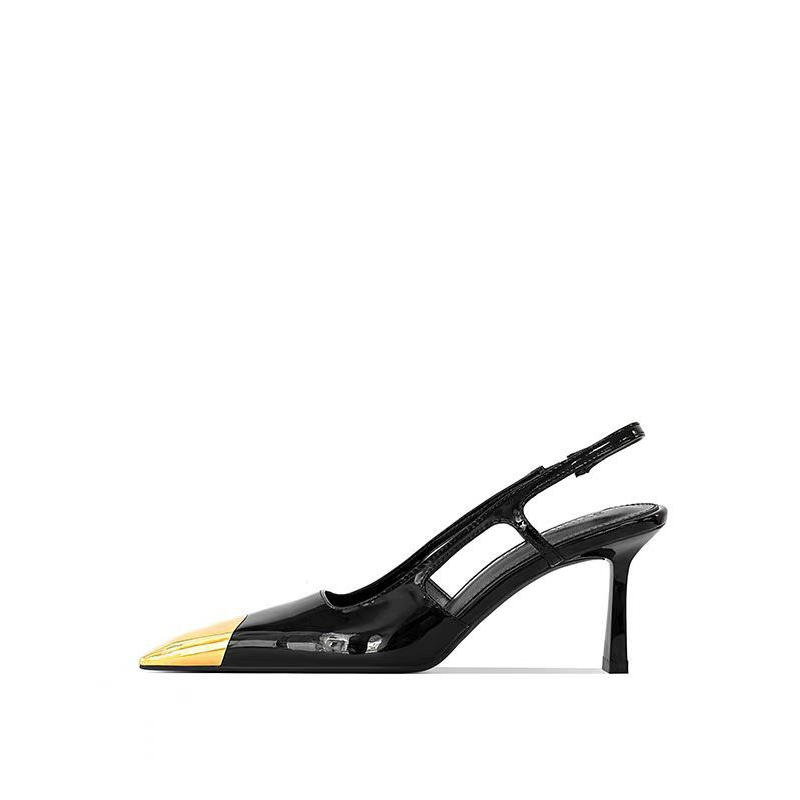 MIZAIJIA Patent Leather Slim Heel High Heels Women's Black