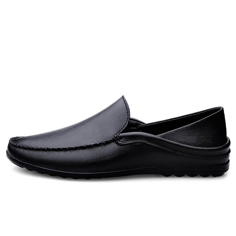 GONGNIUMEILI Casual Leather Shoes Men's Low Top Black/Brown