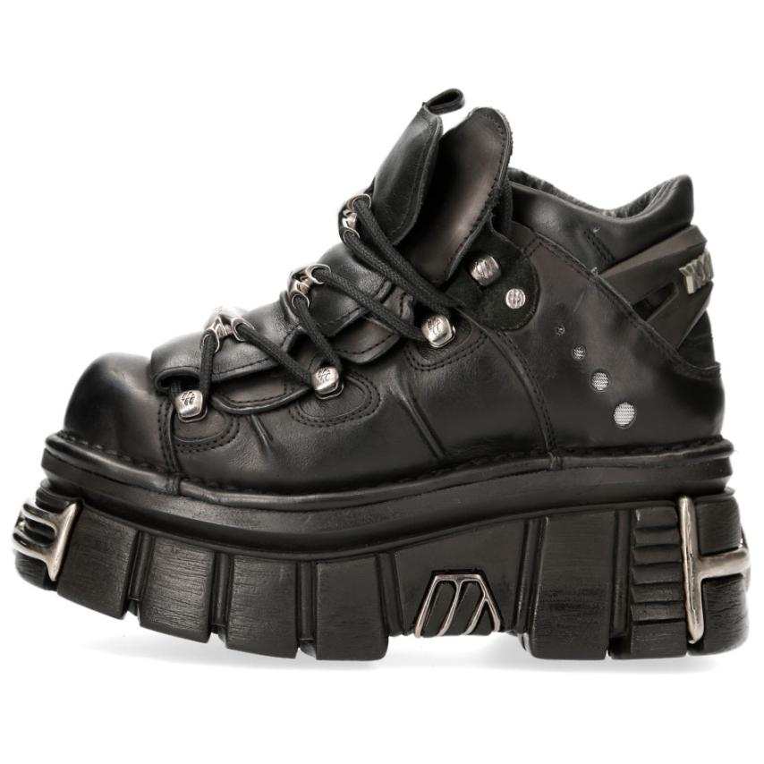 NEW ROCK Cow Leather Low top Casual Shoes Unisex Black
