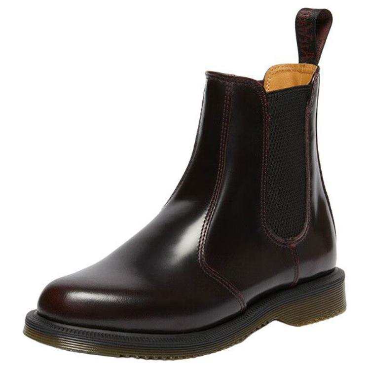 Dr.Martens Cow Leather Short Chelsea Boots Women's Cherry Red
