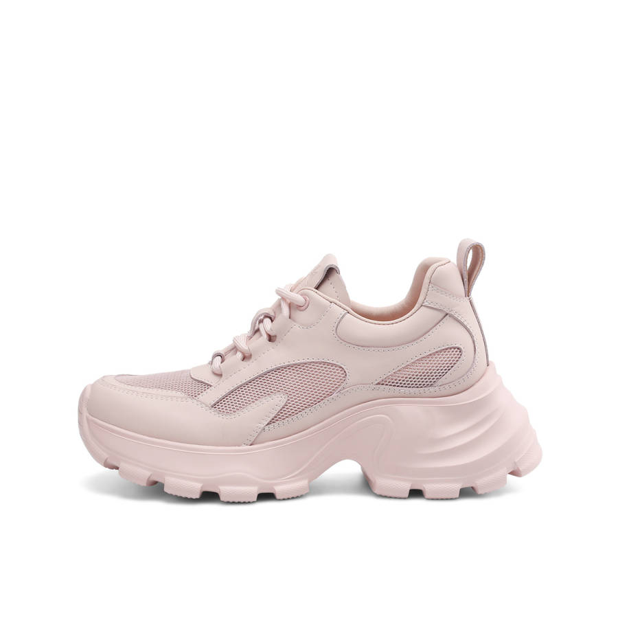 BOERDIQI Cow Leather Breathable Height Increasing Breathable Height Increasing Chunky Sneakers Women's