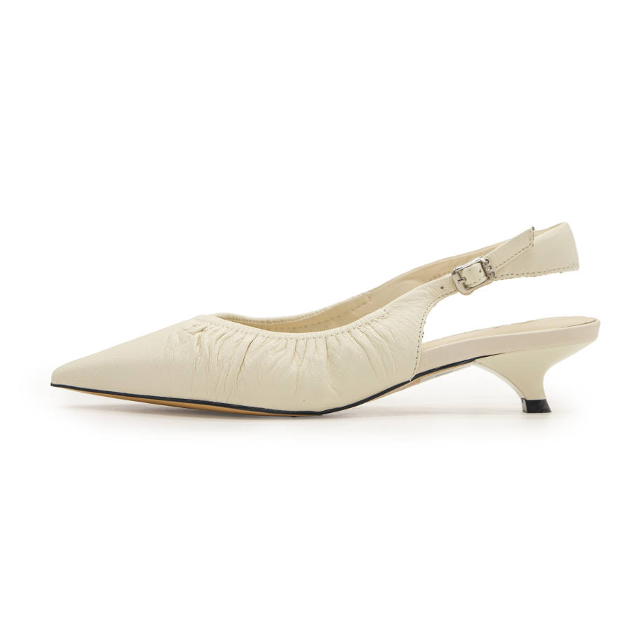 FED Sheepskin Chunky Heel High Heels 3.5cm Women's Beige