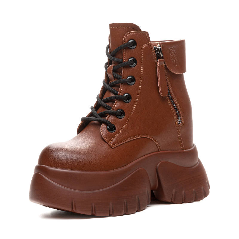 XIEGUIHUAYU Microfiber Leather Short Combat Boots Women's