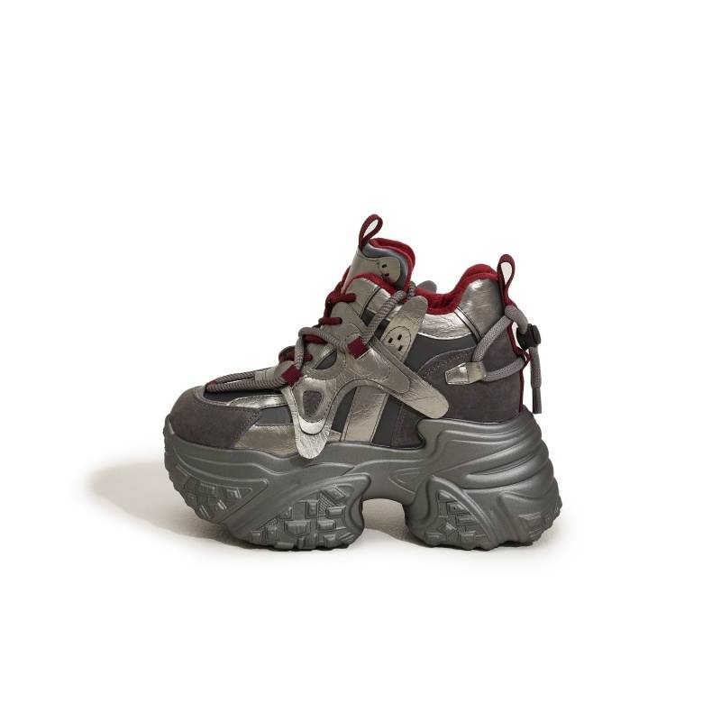MILANLIANGE Abrasion Resistant Height Increasing Thermal Mid top Chunky Sneakers Women's