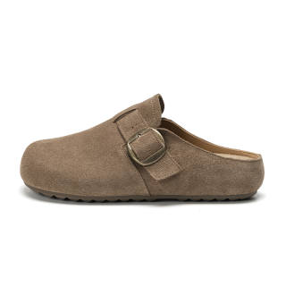 EXULL Q Plastic Sole Leather Patchwork Slip Resistant Quiet Closed Toe Slippers Women's Sand