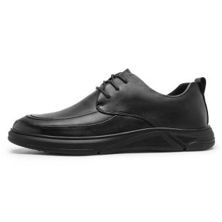 SHUSHUJIA Top Grain Cow Leather Casual Shoes Men's Black
