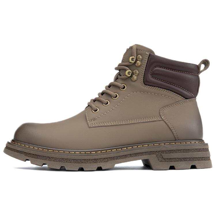 AOKANG AOKANG Cow Leather Short Combat Boots Men's Gray