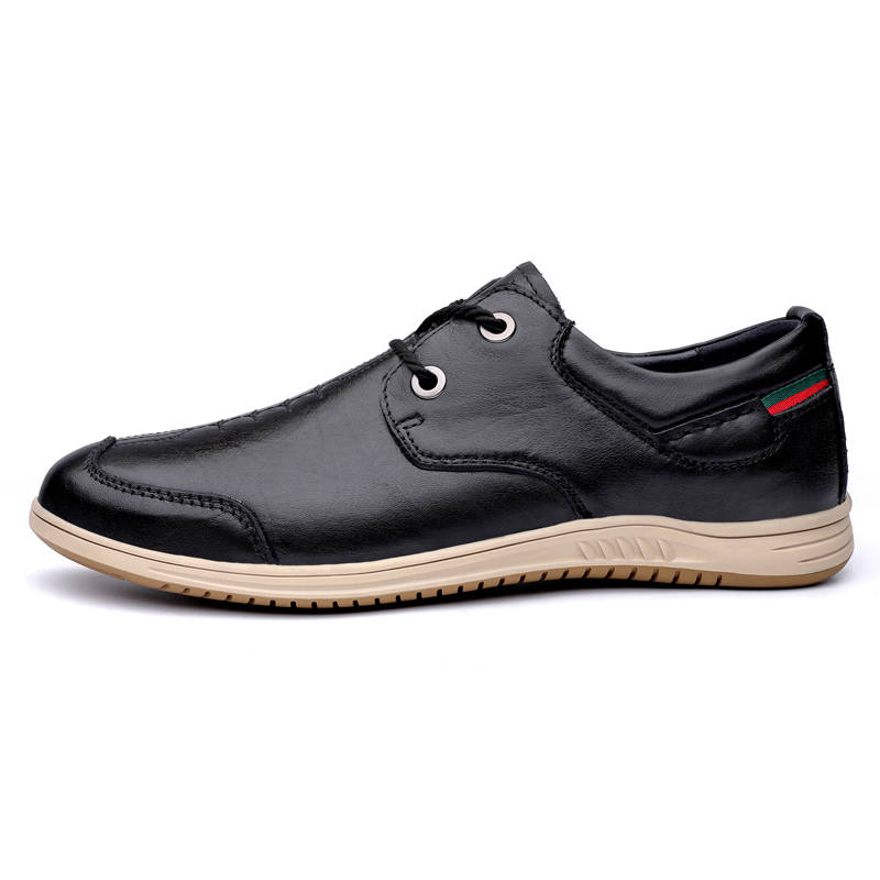 CKVUSAMG Top Grain Cow Leather Casual Shoes Men's Black