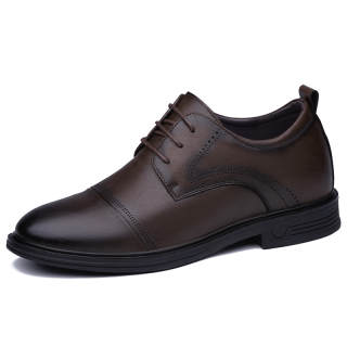 SULEGAO Cow Split Leather Dress Shoes Men's Brown