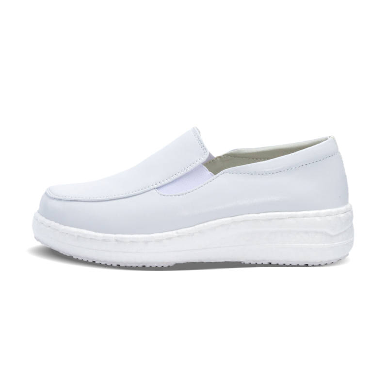 FEIYING Cow Split Leather Loafers Women's White