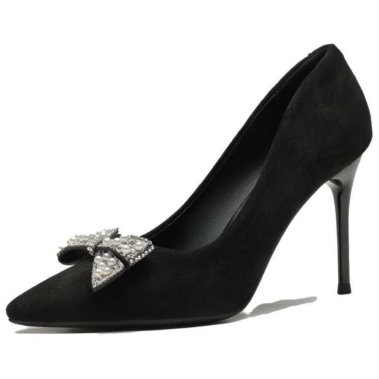 TATAYA Suede Slim Heel High Heels Women's Black