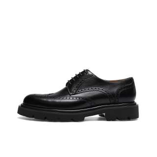 IGESHI Top Grain Cow Leather Casual Leather Shoes Men's Black