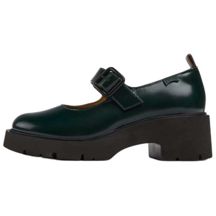 CAMPER Leather Chunky Heel Mary Jane Shoes 5.4cm Women's Green