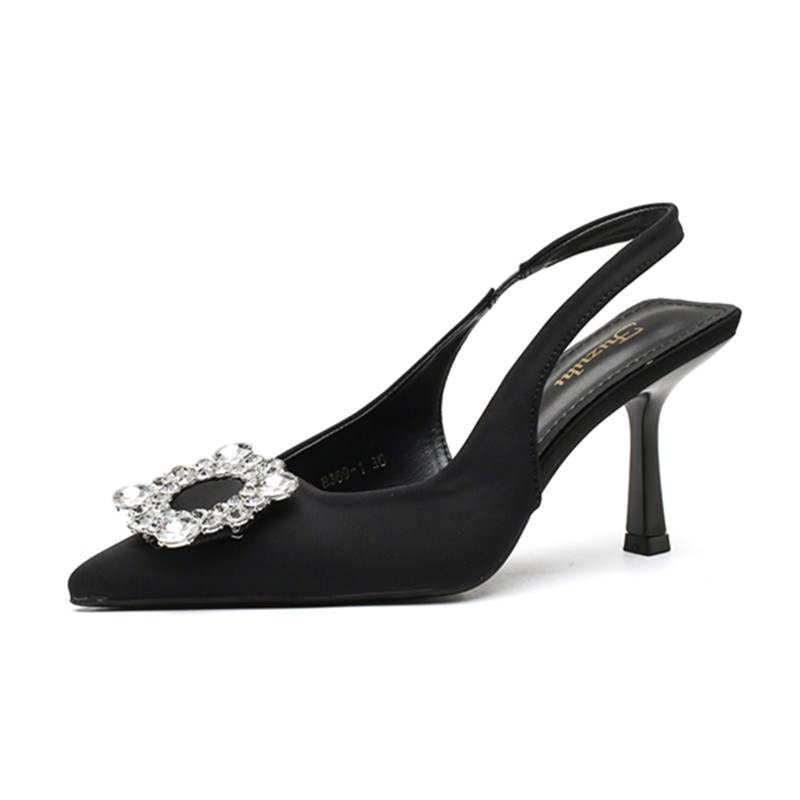 TATAYA Microfiber Leather Slim Heel High Heels 8cm Women's Black