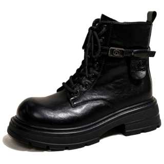 Ouumeis Short Combat Boots 5cm Women's Black