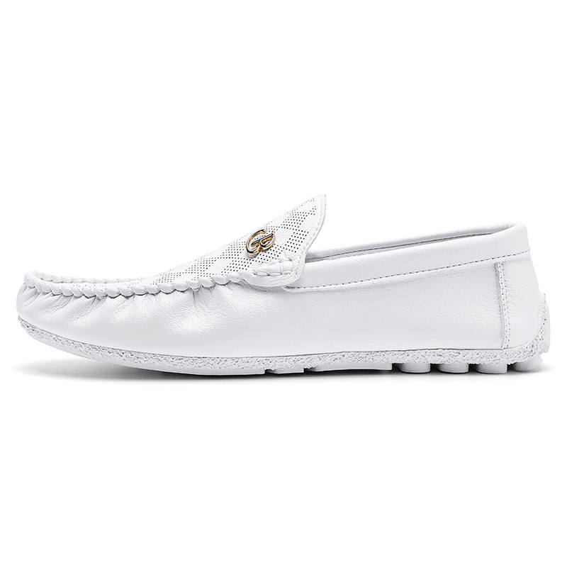 YINGLUNQISHI Cow Split Leather Casual Shoes Men's White
