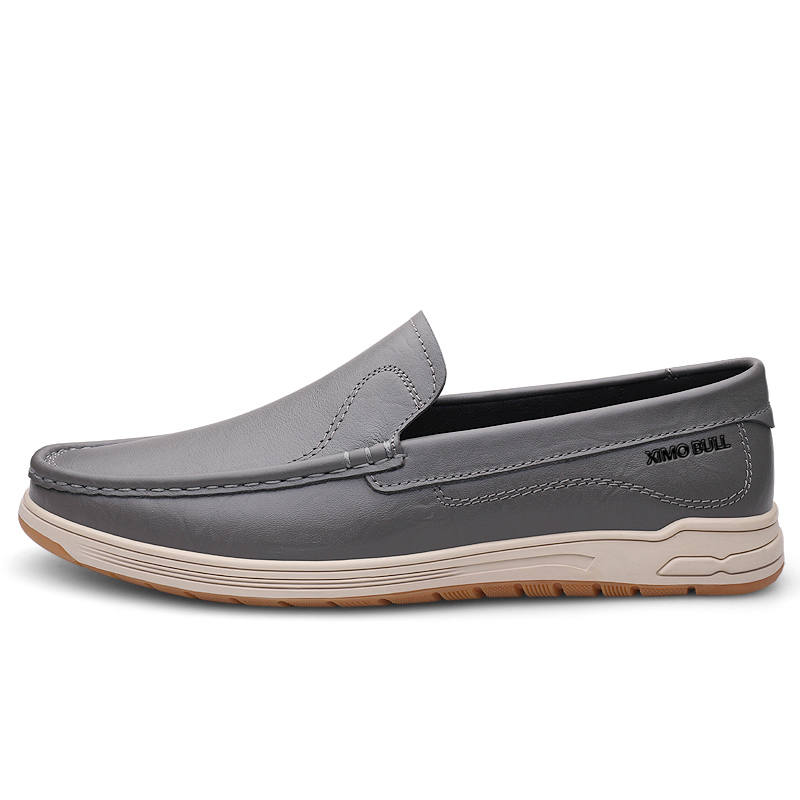 XIMO BULL Top Grain Cow Leather Casual Shoes Men's Black