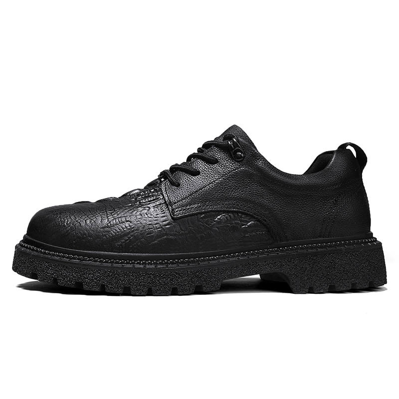 TOMAY Casual Leather Shoes Men's Low Top Black