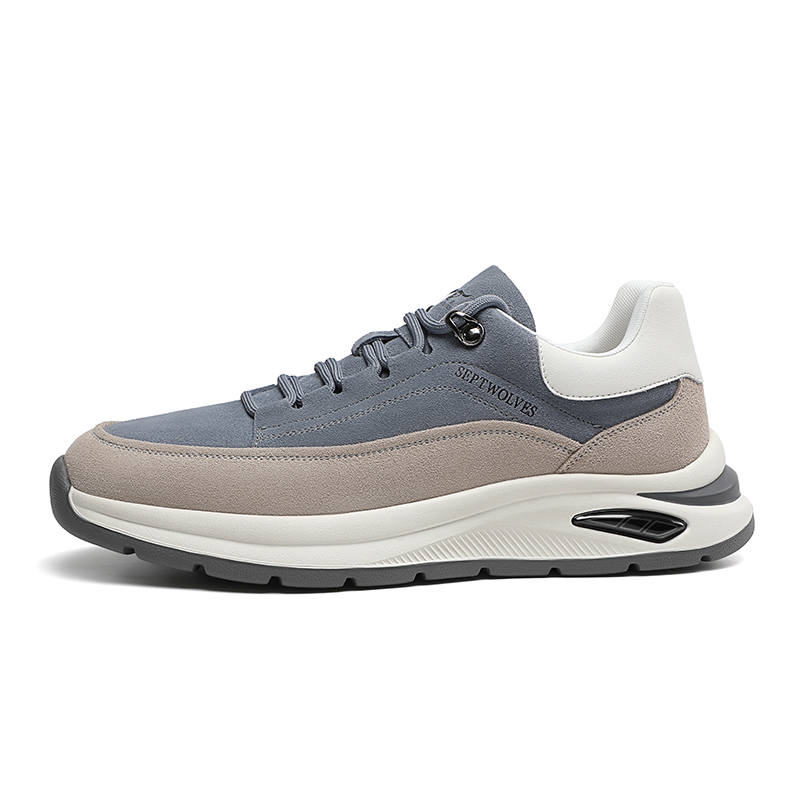 SEPTWOLVES Cow Split Leather Low top Casual Shoes Men's Blue Gray HD