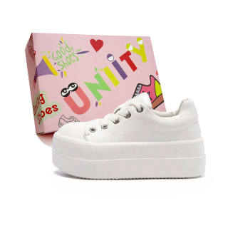 UNIITY Platform Height Increasing Large Head Puffy Shoes Microfiber Leather