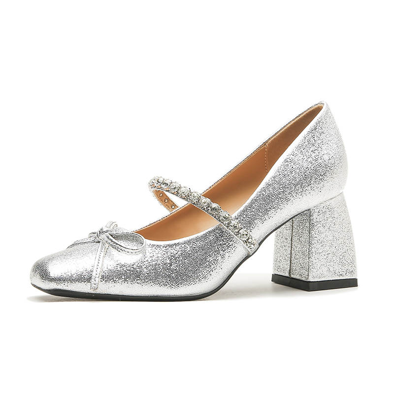 YAFEI XUANYU Leather Chunky Heel Mary Jane Shoes 7cm Women's
