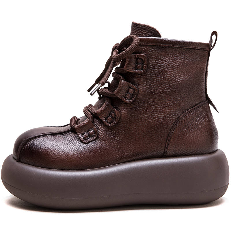 JIEZHOU Top Grain Cow Leather Ankle Boots Women's