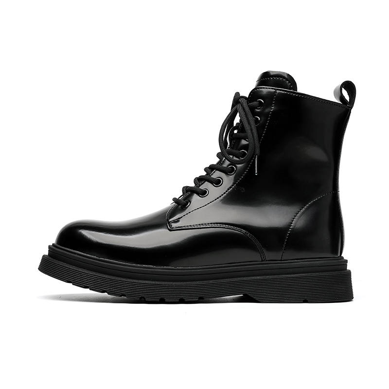 KAQIAODI Microfiber Leather Crew Combat Boots Men's Black