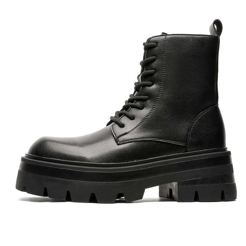V ZERO FIVE V ZERO FIVE Microfiber Leather Crew Combat Boots 5cm Men's Black