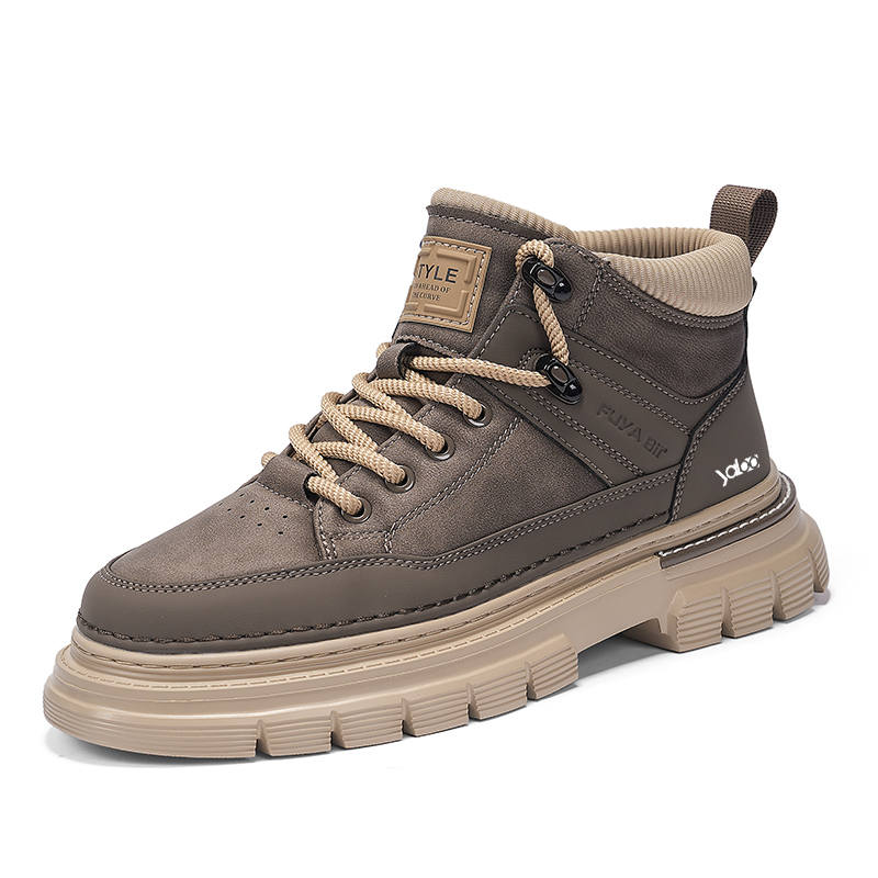 YALU YALU Microfiber Leather Ankle Length Combat Boots Men's