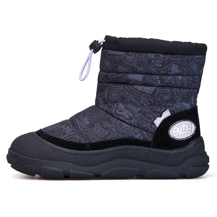 Joy&Mario Cow Split Leather Thermal Short Mid Calf Snow Boots Women's