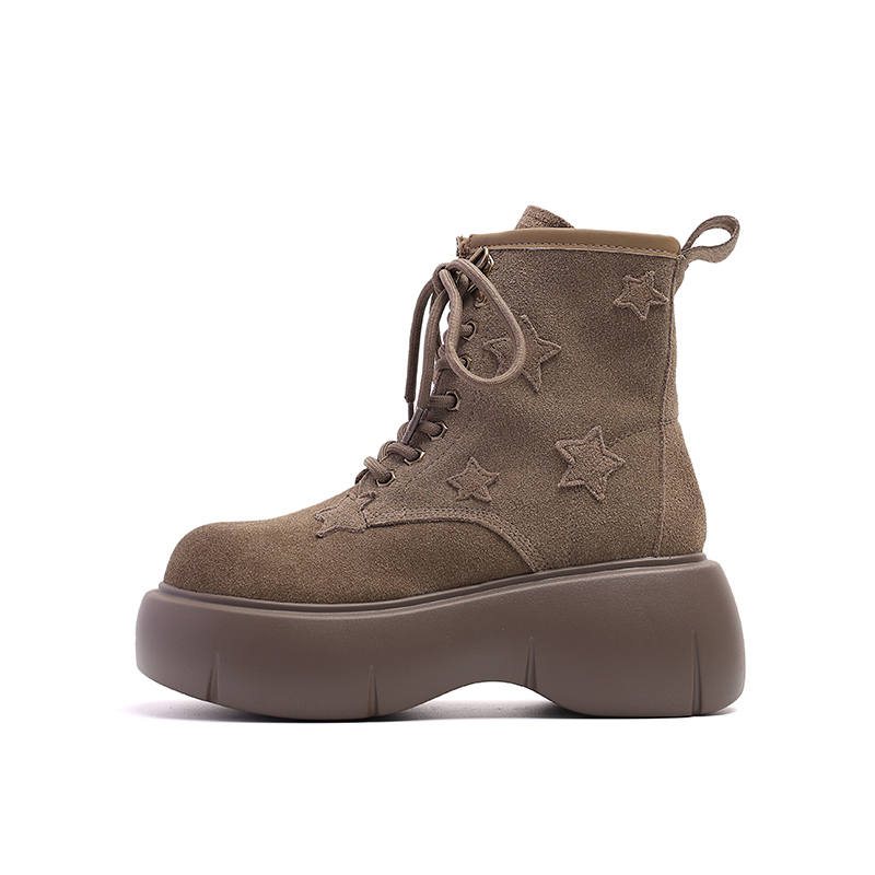 FOND&BERYL Cow Leather Ankle Boots 5.5cm Women's Brown