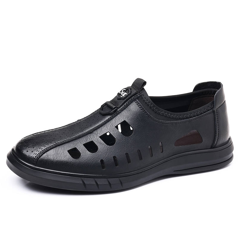 CKVUSAMG Top Grain Cow Leather Casual Shoes Men's Black