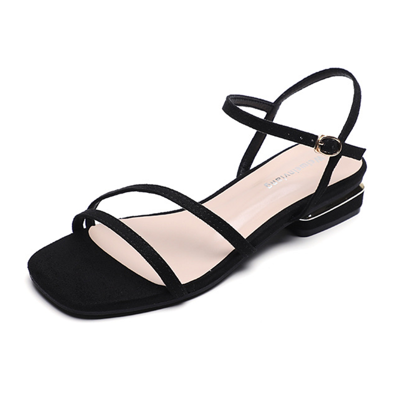 LANMOU LANMOU Microfiber Leather One Strap Sandals Flat Women's