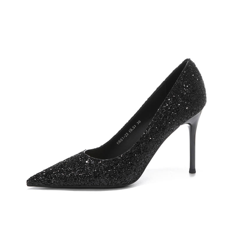 WEISHIBANGWEI Shinny Leather Slim Heel High Heels Women's