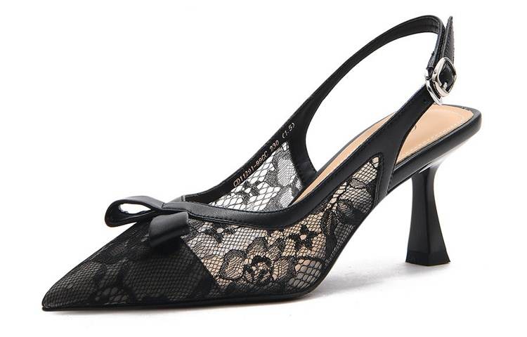CAMEIDO Cow Split Leather Slim Heel High Heels 7cm Women's Black
