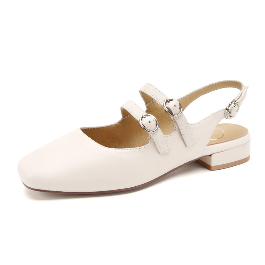 Safiya Sheepskin Chunky Heel Mary Jane Shoes 3.4cm Women's