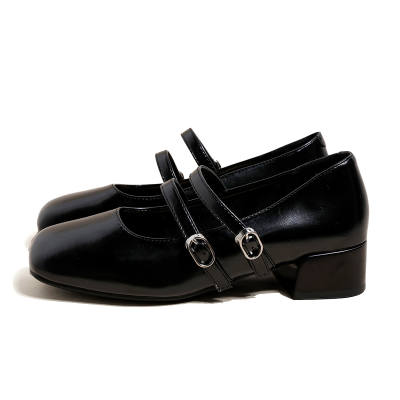 Ouumeis Microfiber Chunky Heel Mary Jane Shoes Women's