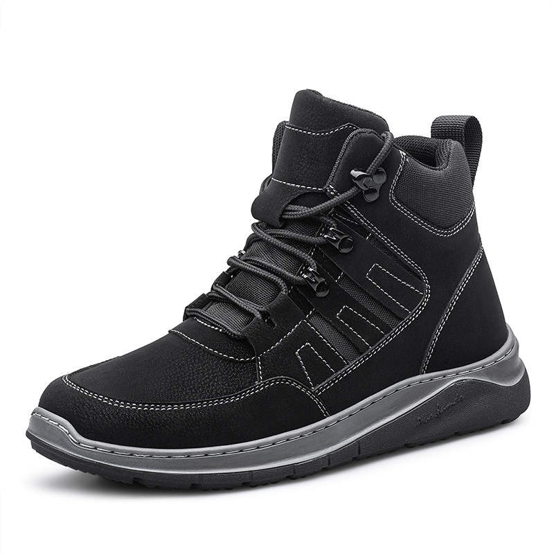 GONGNIULEITING Cow Split Leather Breathable Thermal Abrasion Resistant Height Increasing