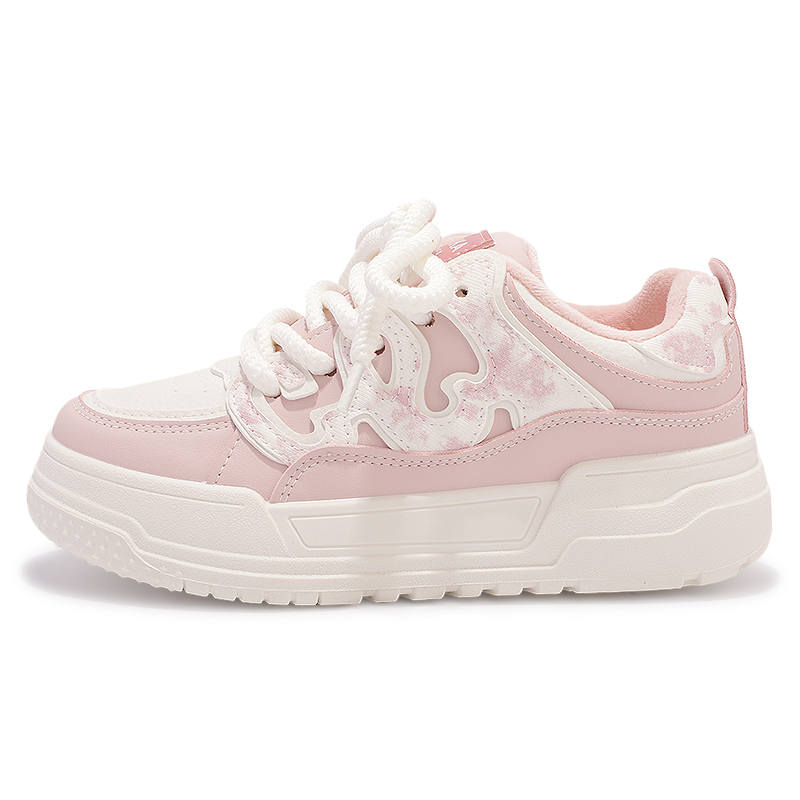 ZHANGXIAOJIE Pu Low top Skateboard Shoes Women's Beige Pink