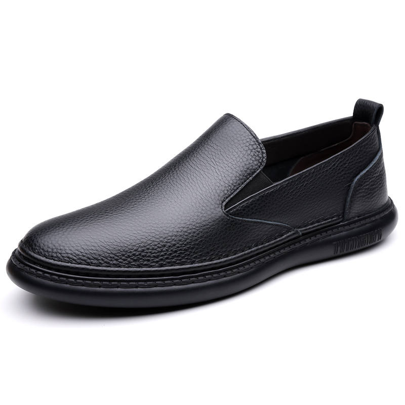 CKVUSAMG Top Grain Cow Leather Casual Shoes Men's Black