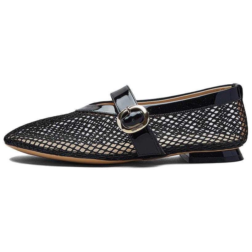 NINE WEST Cow Leather Flat Mary Jane Shoes 1.5cm Women's