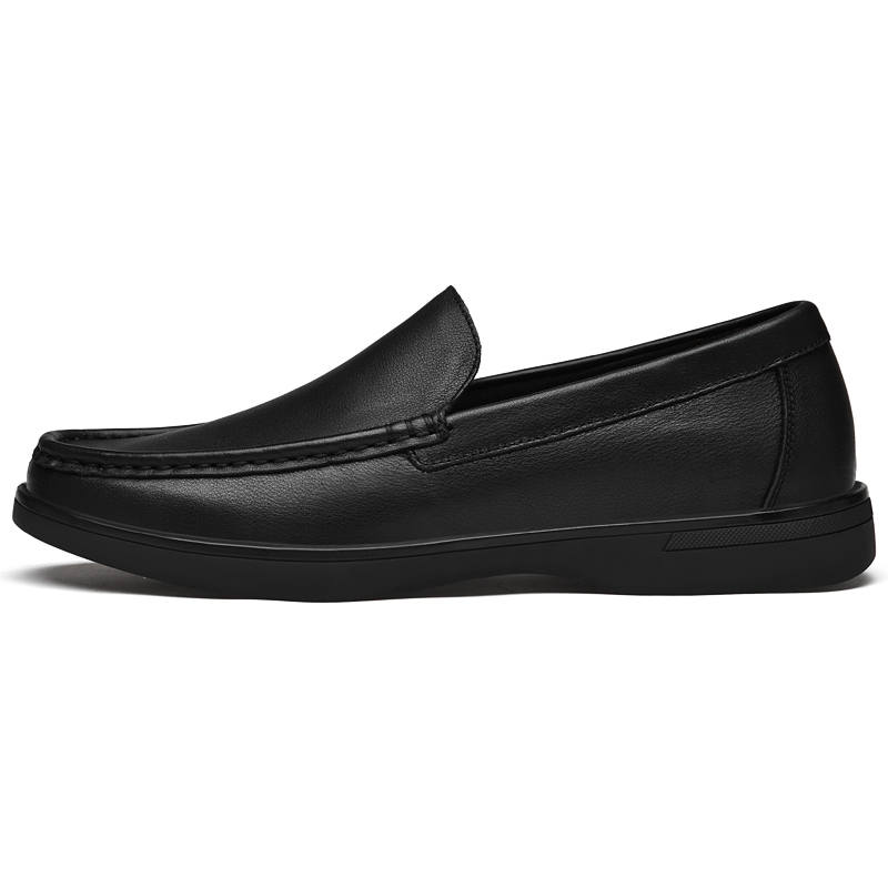 YINGLUNQISHI Top Grain Cow Leather Casual Shoes Men's Black