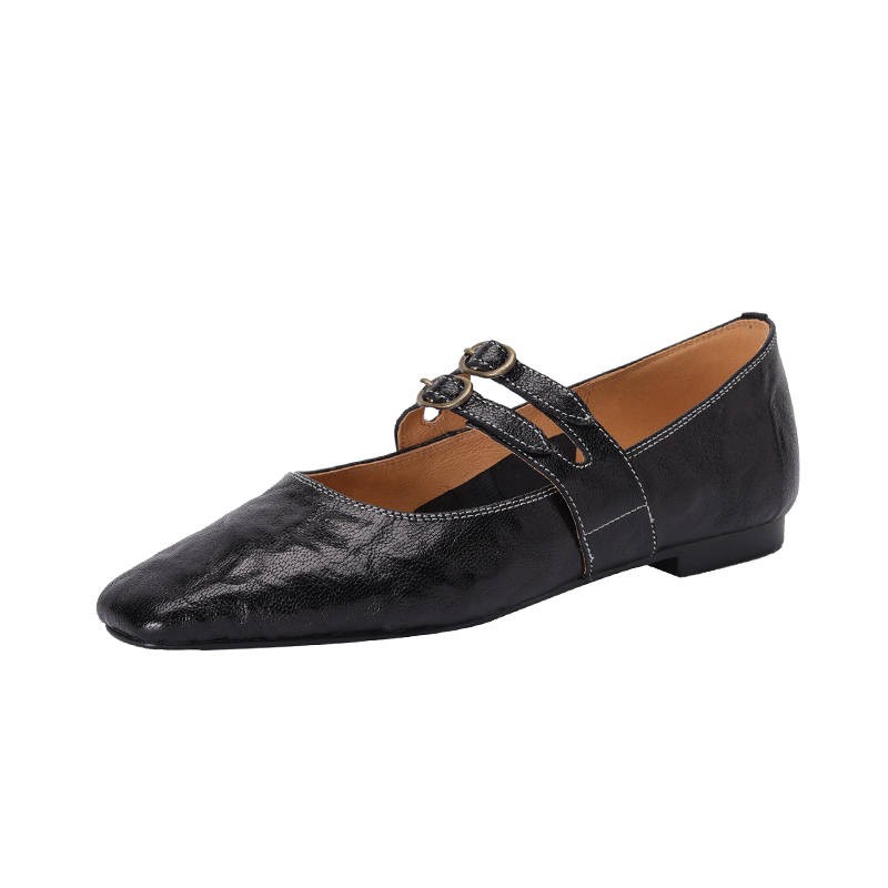 Echo&yolo Sheepskin Flat Mary Jane Shoes Women's