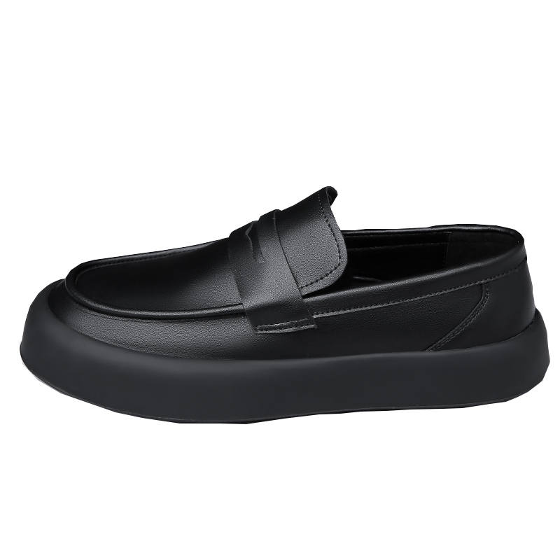 CKVUSAMG Top Grain Cow Leather Men's Casual Shoes Men's Black