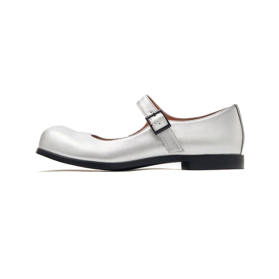 HOVANKI Cow Leather Mary Jane Shoes Unisex Silver